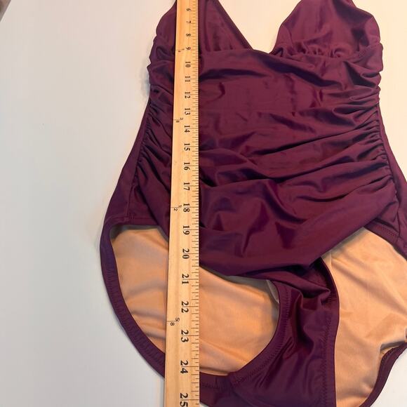 J Crew Burgundy Plunging Neckline One Piece Size 8 NWT - Picture 8 of 8